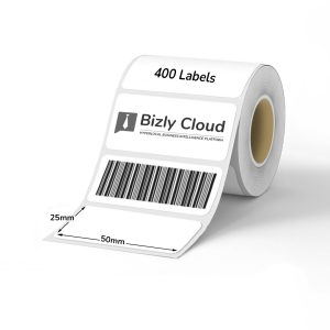 50x25mm Thermal Label Roll, 50mm width x 25mm height, 400 Labels in a Roll