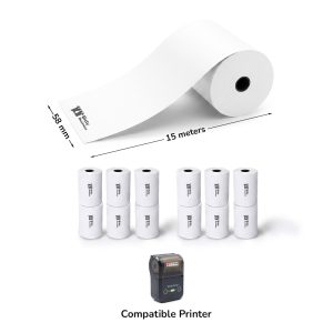 5815 Thermal Receipt Paper Roll (2"inch width x 15 meters length)