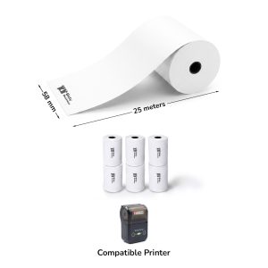 5825 Thermal Receipt Paper Roll (2"inch width x 25 meters length)