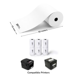 7950 Thermal Receipt Paper Roll (3"inch width x 50 meters length)